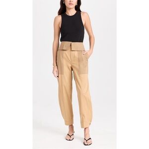 Frame Denim Wide-Leg Tan High-Waist Utility Pants